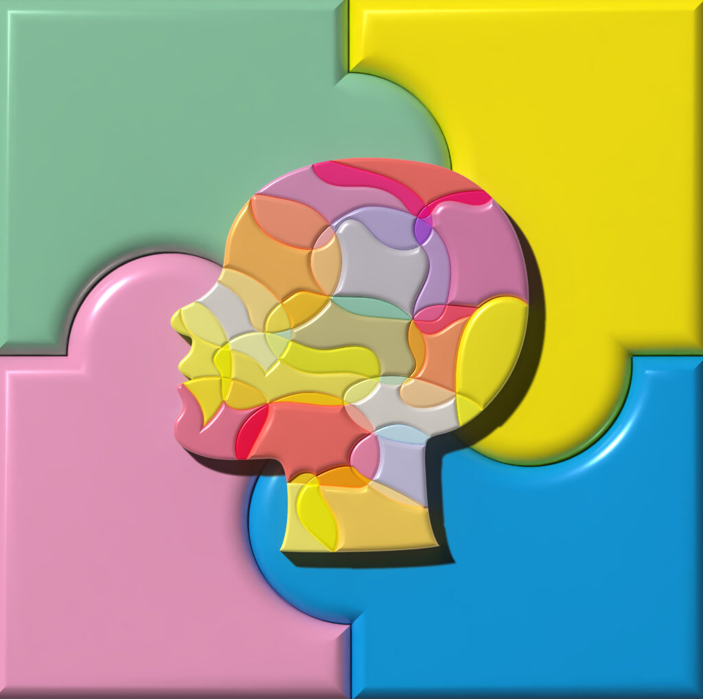 A vibrant illustration of a human brain divided into different color sections, each representing various cognitive functions and emotional states, symbolizing the impact of understanding brain colors on behavior and thinking